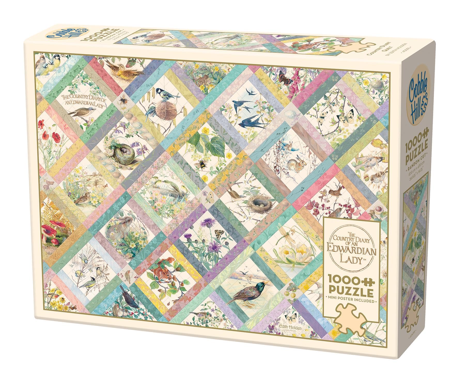 Cobble Hill 1000 Piece Puzzle Country Diary Quilt-Sample Poster Included