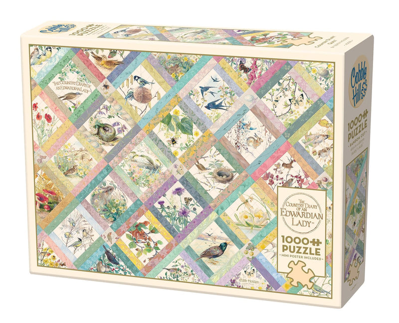 Cobble Hill 1000 Piece Puzzle Country Diary Quilt-Sample Poster Included