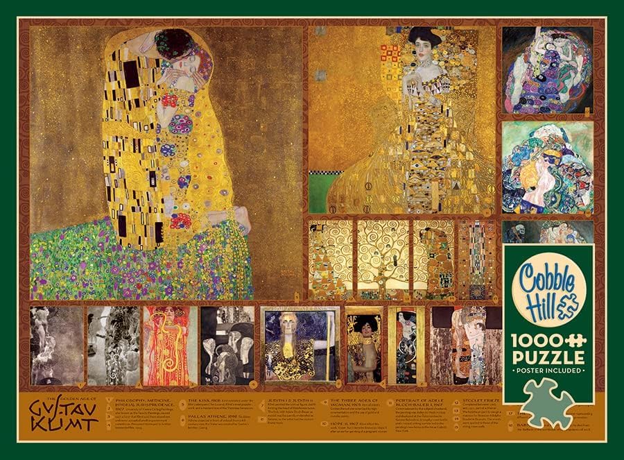 Cobble Hill 1000 Piece Puzzle The Golden Age of Klimt-Sample Poster Included