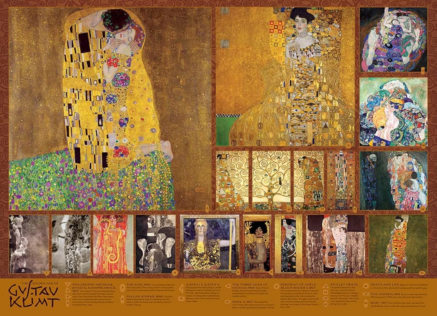 Cobble Hill 1000 Piece Puzzle The Golden Age of Klimt-Sample Poster Included