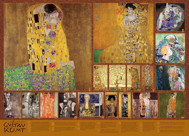 Cobble Hill 1000 Piece Puzzle The Golden Age of Klimt-Sample Poster Included