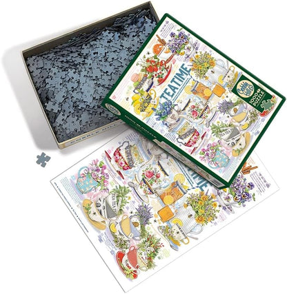 Cobble Hill 1000 Piece Puzzle Tea Time-Sample Poster Included