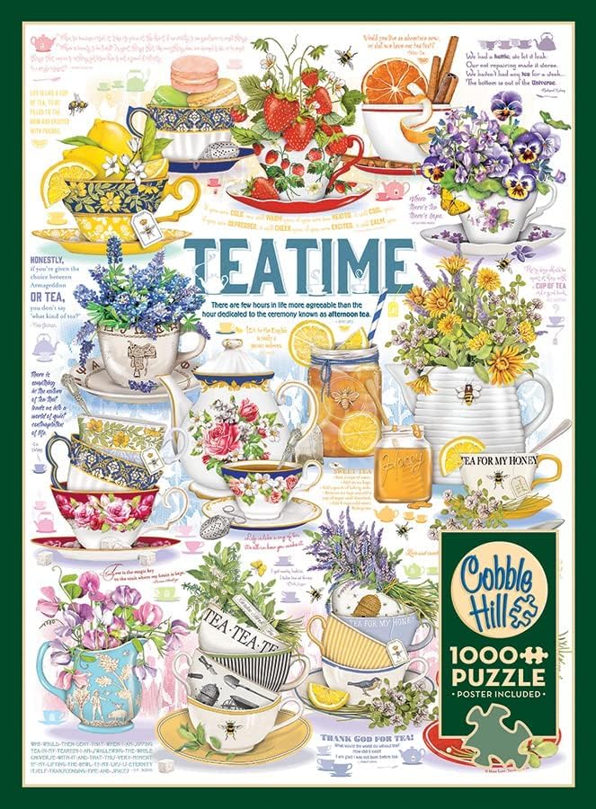 Cobble Hill 1000 Piece Puzzle Tea Time-Sample Poster Included