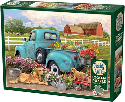 Cobble Hill 1000 Piece Puzzle Flower Truck-Sample Poster Included