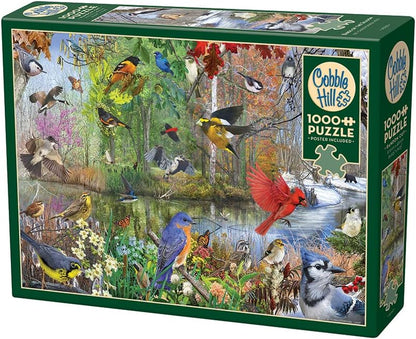 Cobble Hill 1000 Piece Puzzle Birds of The Season-Sample Poster Included
