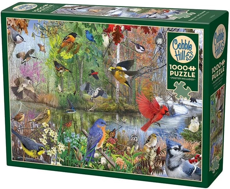 Cobble Hill 1000 Piece Puzzle Birds of The Season-Sample Poster Included