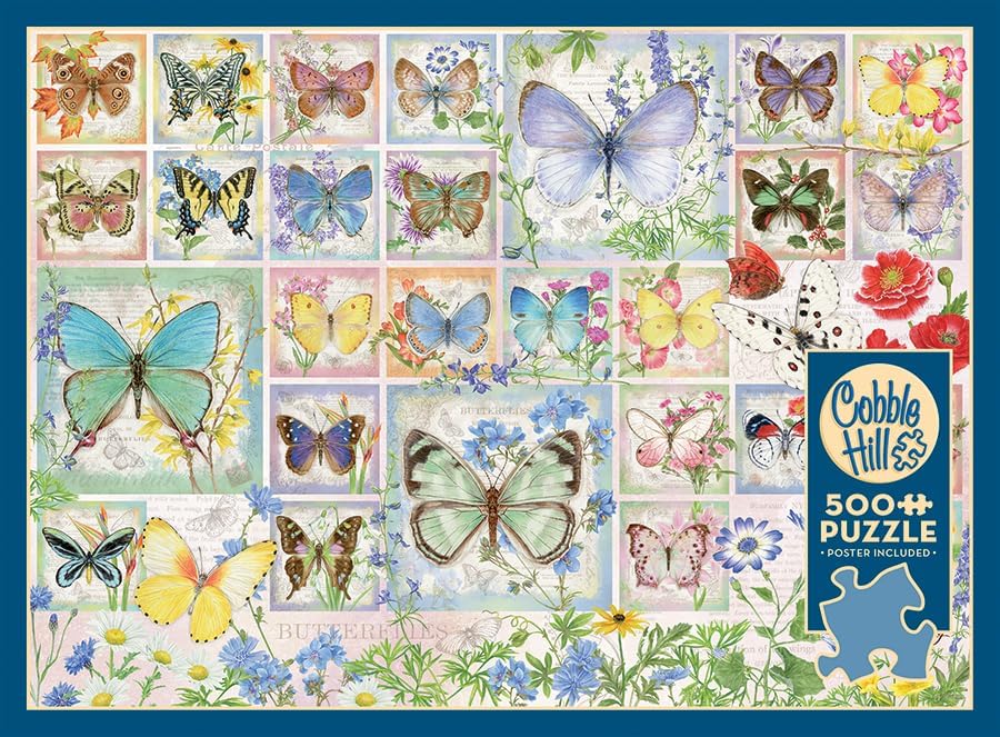 Cobble Hill 500 Piece Puzzle Butterfly Tiles-Sample Poster Included