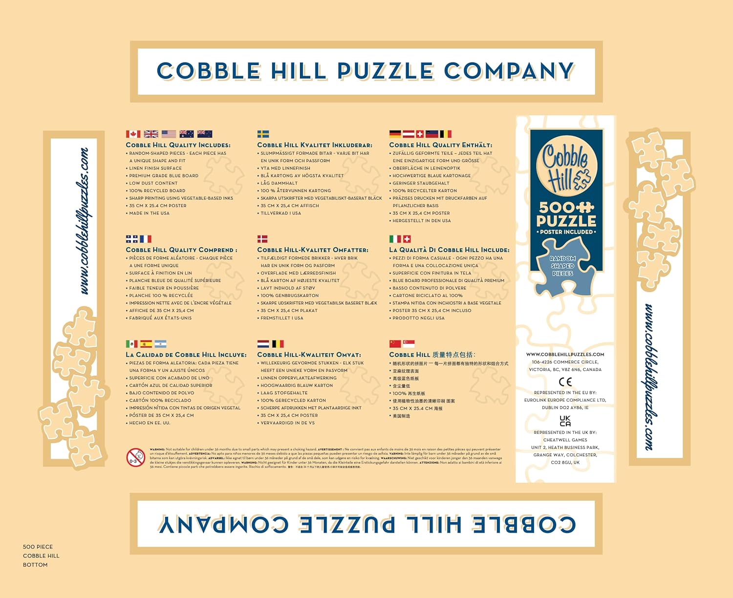 Cobble Hill 500 Piece Puzzle Butterfly Tiles-Sample Poster Included