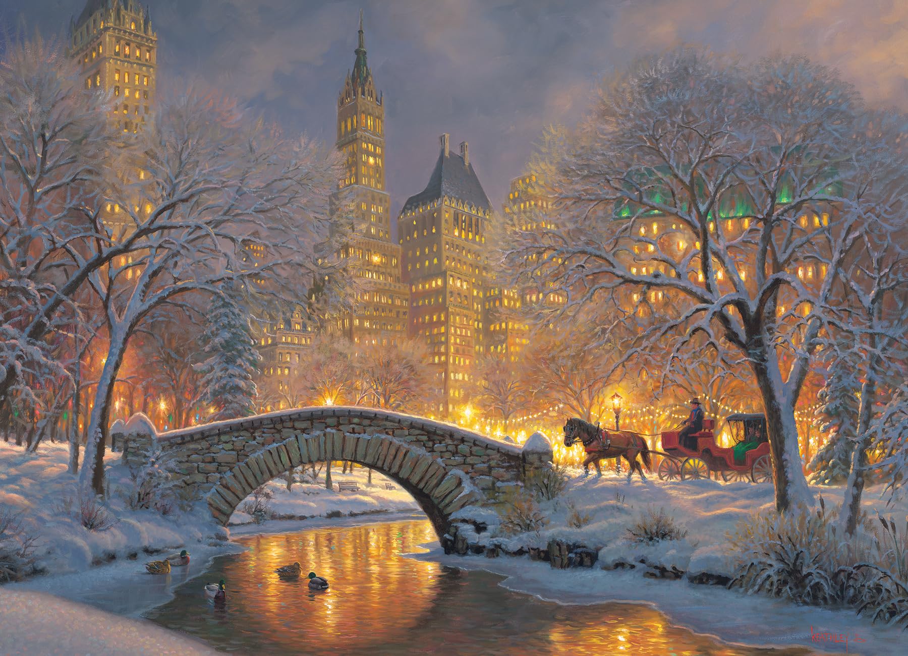 Cobble Hill 500 Piece Puzzle Winter in The Park-Sample Poster Included