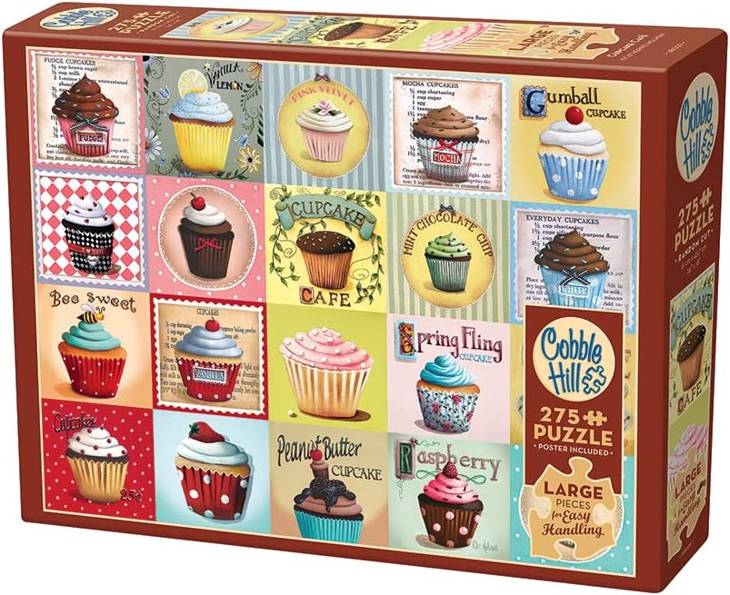 Cobble Hill 275 Piece Easy-Handling Puzzle Cupcake Cafe-Sample Poster Included