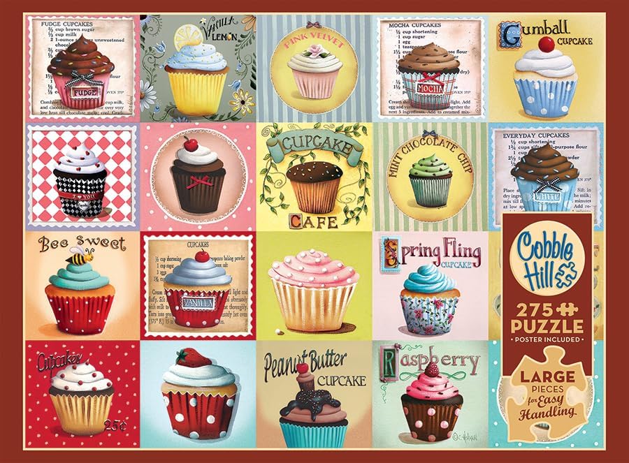 Cobble Hill 275 Piece Easy-Handling Puzzle Cupcake Cafe-Sample Poster Included
