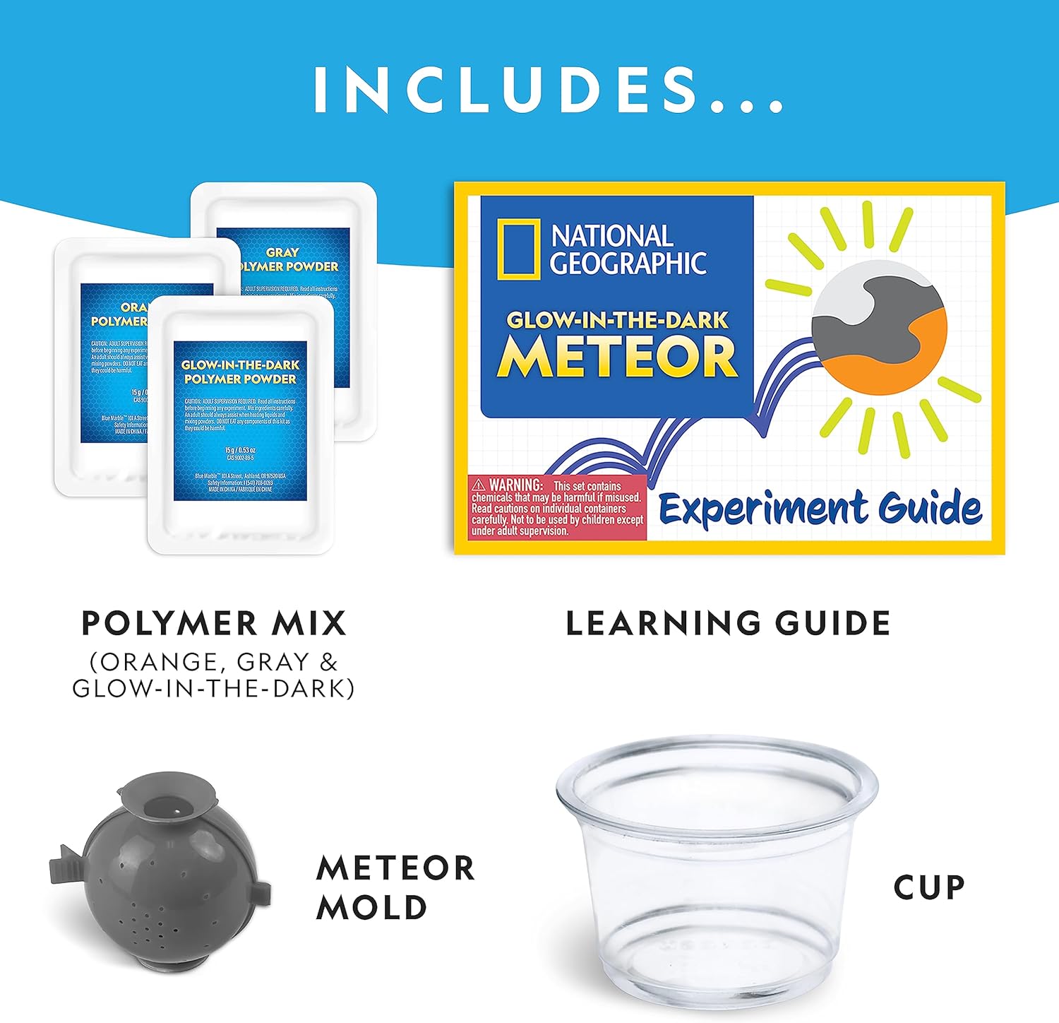 National Geographic Glow In The Dark Meteor Bouncy Balls for Kids - Thrilling Space Ball Craft Kit Creates 2 Jumping Balls for Kids Toys | STEM Educational Science Kits Space Gifts for 8+ Year Olds