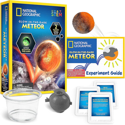 National Geographic Glow In The Dark Meteor Bouncy Balls for Kids - Thrilling Space Ball Craft Kit Creates 2 Jumping Balls for Kids Toys | STEM Educational Science Kits Space Gifts for 8+ Year Olds