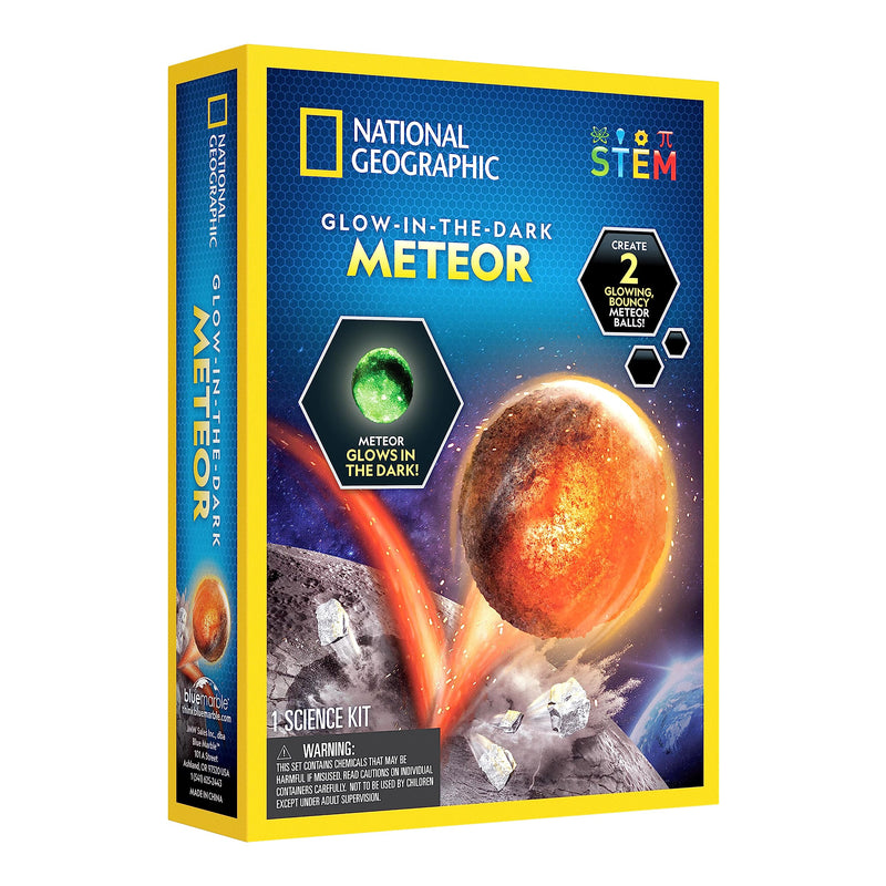 National Geographic Glow In The Dark Meteor Bouncy Balls for Kids - Thrilling Space Ball Craft Kit Creates 2 Jumping Balls for Kids Toys | STEM Educational Science Kits Space Gifts for 8+ Year Olds