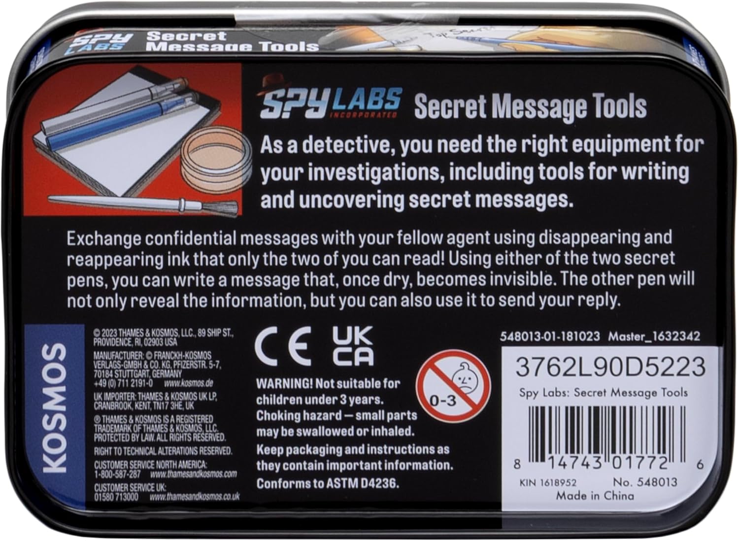Thames & Kosmos Spy Labs Secret Message Tools, Detective Toy with Invisible Ink Pen for Exchanging Confidential Messages, Toys to Develop Problem-Solving Skills, Age 8+