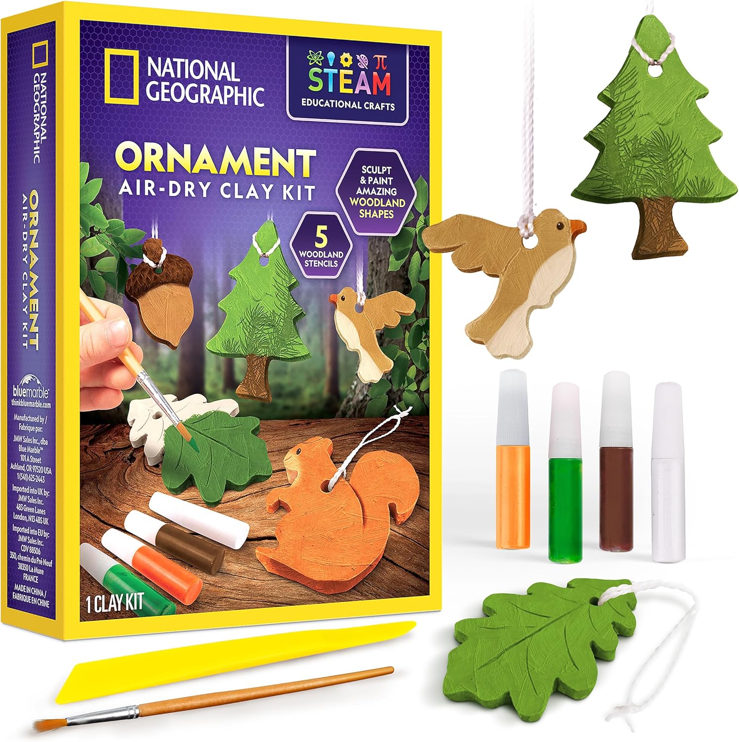 National Geographic Ornament Air Dry Clay for Kids - Kids Arts and Crafts with Modelling Clay, Stencils and Clay Tools | STEM Activity Self Hardening Clay Gifts for 8+ Year Old Boys and Girls