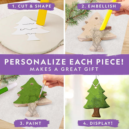 National Geographic Ornament Air Dry Clay for Kids - Kids Arts and Crafts with Modelling Clay, Stencils and Clay Tools | STEM Activity Self Hardening Clay Gifts for 8+ Year Old Boys and Girls