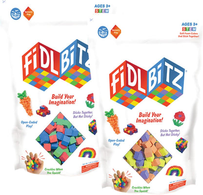 Unleash Creativity with FidlBitz Foam Building Blocks | Bag of Bitz with 3 Colours | Interact, Create and Build in 2D and 3D | Fidget and Sensory Fun for Kids | Open-Ended Play | 30g Block Set
