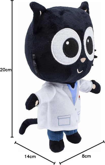 Milo Black Cat Plush Stuffed Animal - 20cm Doctor Milo Soft Toys from the Milo Animated Series | Cute Talking Cat Teddy Bear with Sounds and Phrases | Adorable Cartoon Musical Toys for 1 Year Old