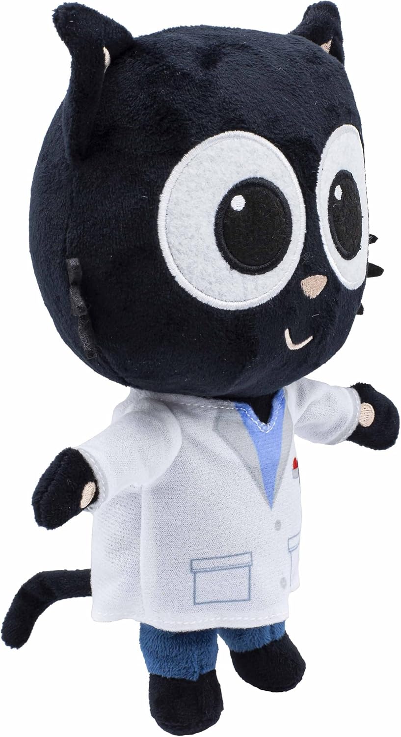 Milo Black Cat Plush Stuffed Animal - 20cm Doctor Milo Soft Toys from the Milo Animated Series | Cute Talking Cat Teddy Bear with Sounds and Phrases | Adorable Cartoon Musical Toys for 1 Year Old