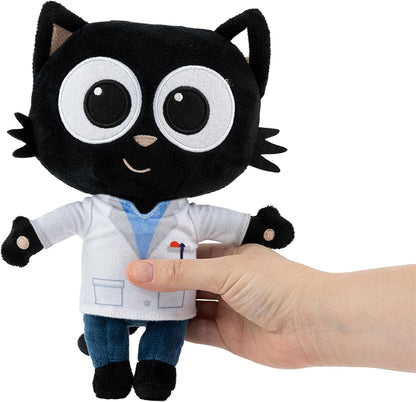 Milo Black Cat Plush Stuffed Animal - 20cm Doctor Milo Soft Toys from the Milo Animated Series | Cute Talking Cat Teddy Bear with Sounds and Phrases | Adorable Cartoon Musical Toys for 1 Year Old