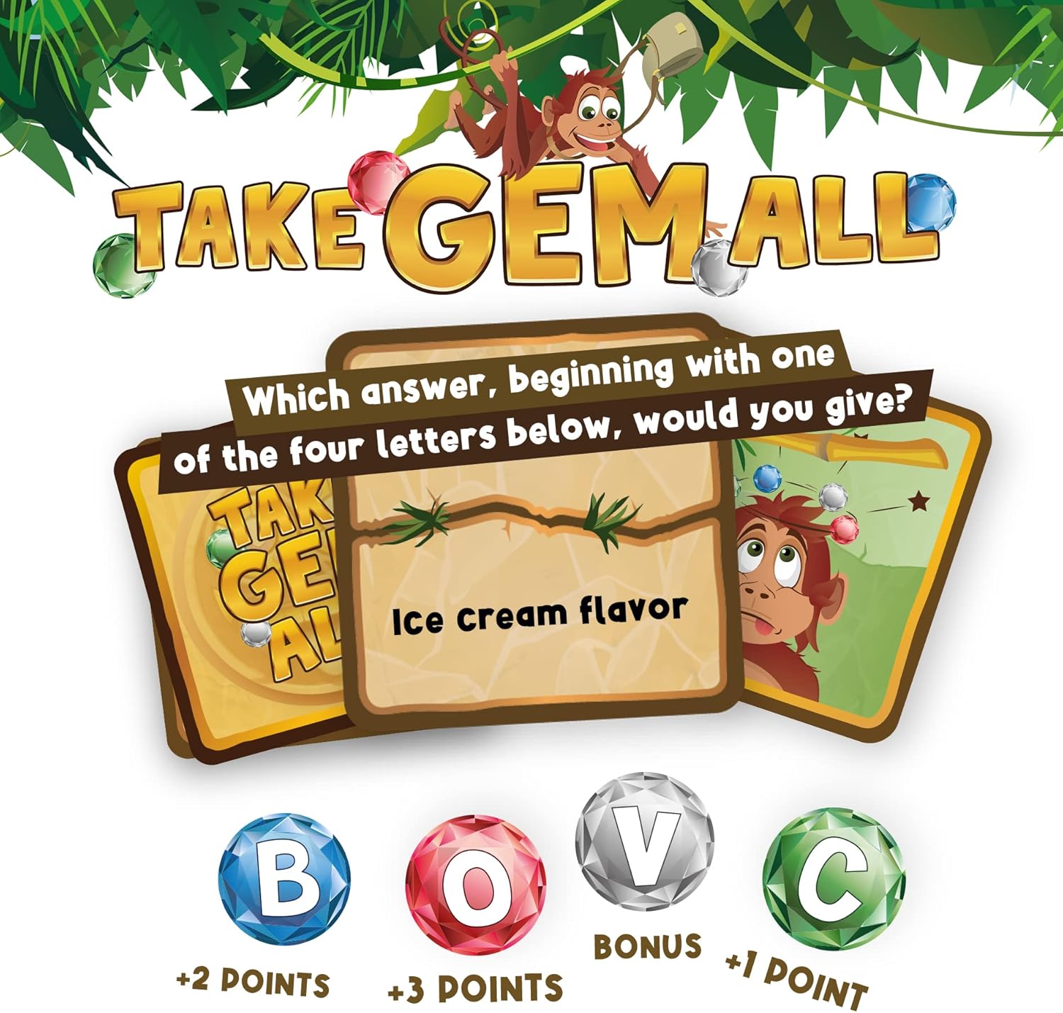 SAVANA Take Gem All - Hilarious Categories Board Games for Family Night | Family Games for Kids and Adults | Party Games from 1 to 8 Players