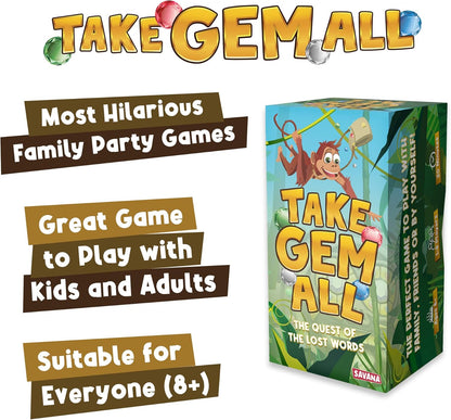 SAVANA Take Gem All - Hilarious Categories Board Games for Family Night | Family Games for Kids and Adults | Party Games from 1 to 8 Players