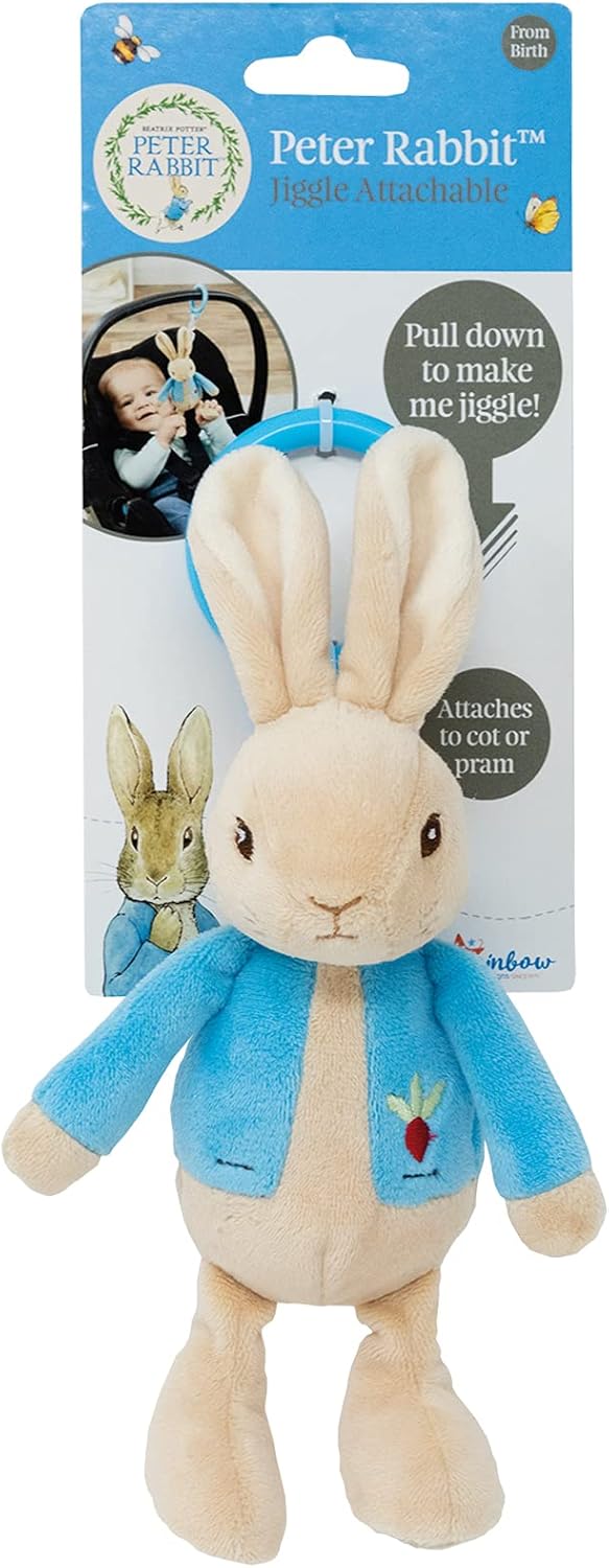 Rainbow Designs PO1451 Beatrix Potter Peter Rabbit Jiggle Attachable Soft Toy - Unisex Pram Toy for Toddlers and Babies