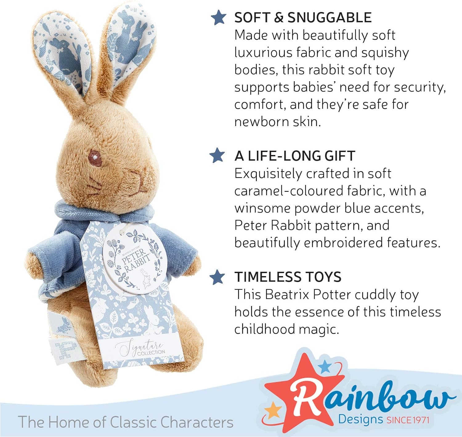 Rainbow Designs Peter Rabbit Cuddly Toy Teddy - Peter Rabbit Super Soft Plush Toy - Beatrix Potter Soft Toy for Boys and Girls - Toddler and Baby Gift (Peter Rabbit