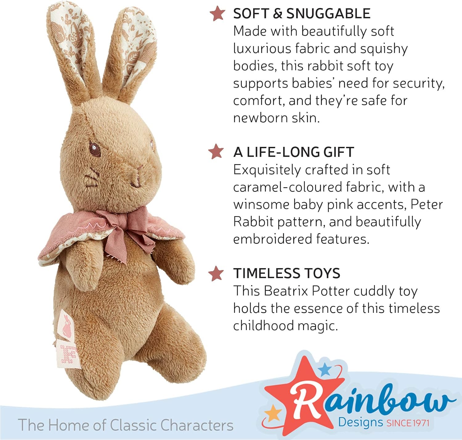 Rainbow Designs Flopsy Bunny Cuddly Toy Teddy - Peter Rabbit Super Soft Plush Toy - Beatrix Potter Soft Toy for Boys and Girls - Toddler and Baby Gift (Flopsy Bunny