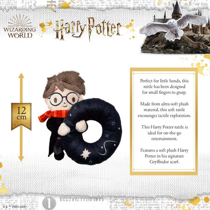 Rainbow Designs Harry Potter Plush Baby Rattle - Soft Sensory Toy for Newborns – Suitable from Birth Ring Rattle for Early Development - Playtime and On-The-Go Companion