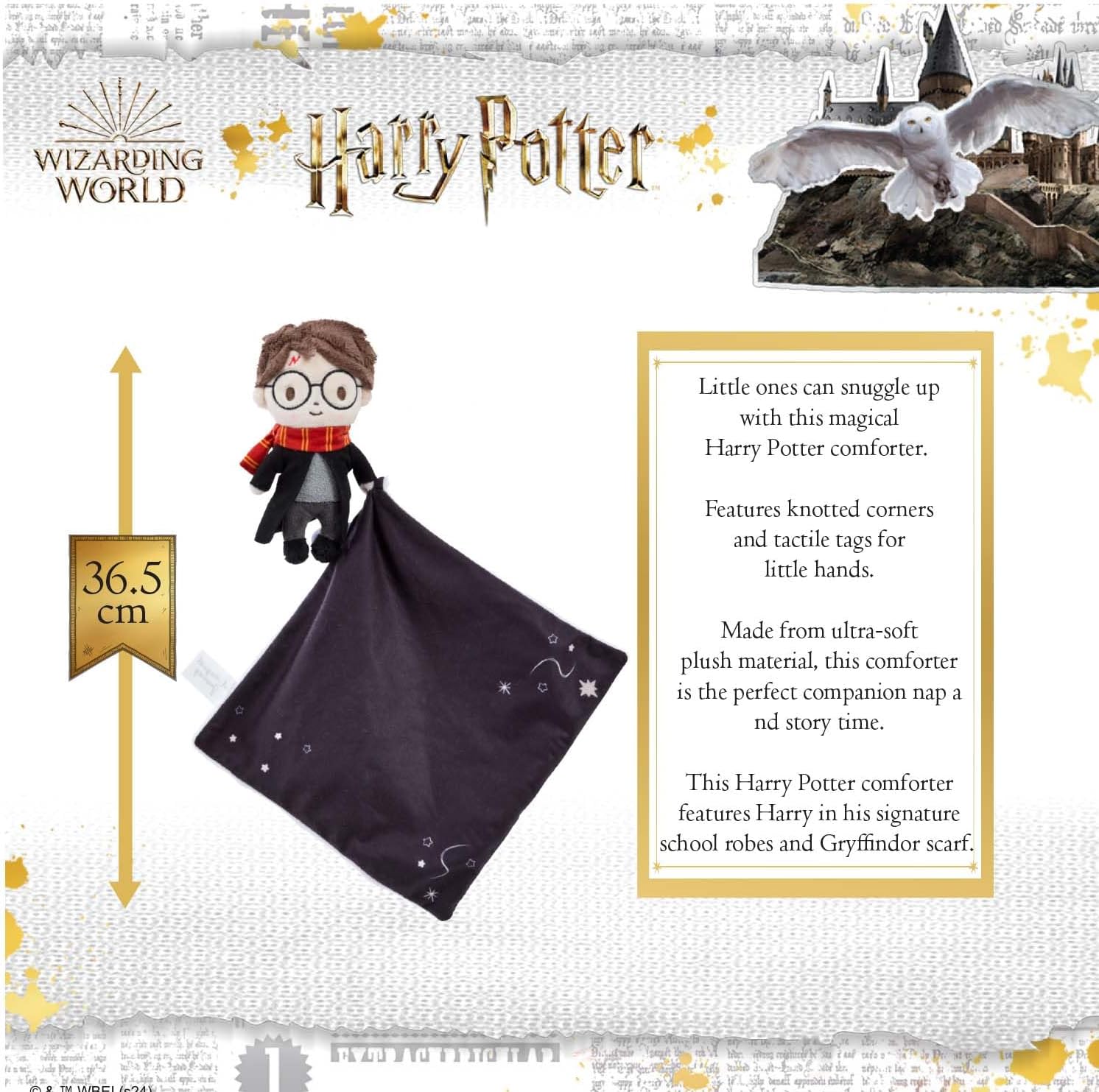 Rainbow Designs Harry Potter Comfort Blanket for Newborns - Soft Velvety Comforter with Star Details - Huggable Cuddle Companion for Babies from Birth