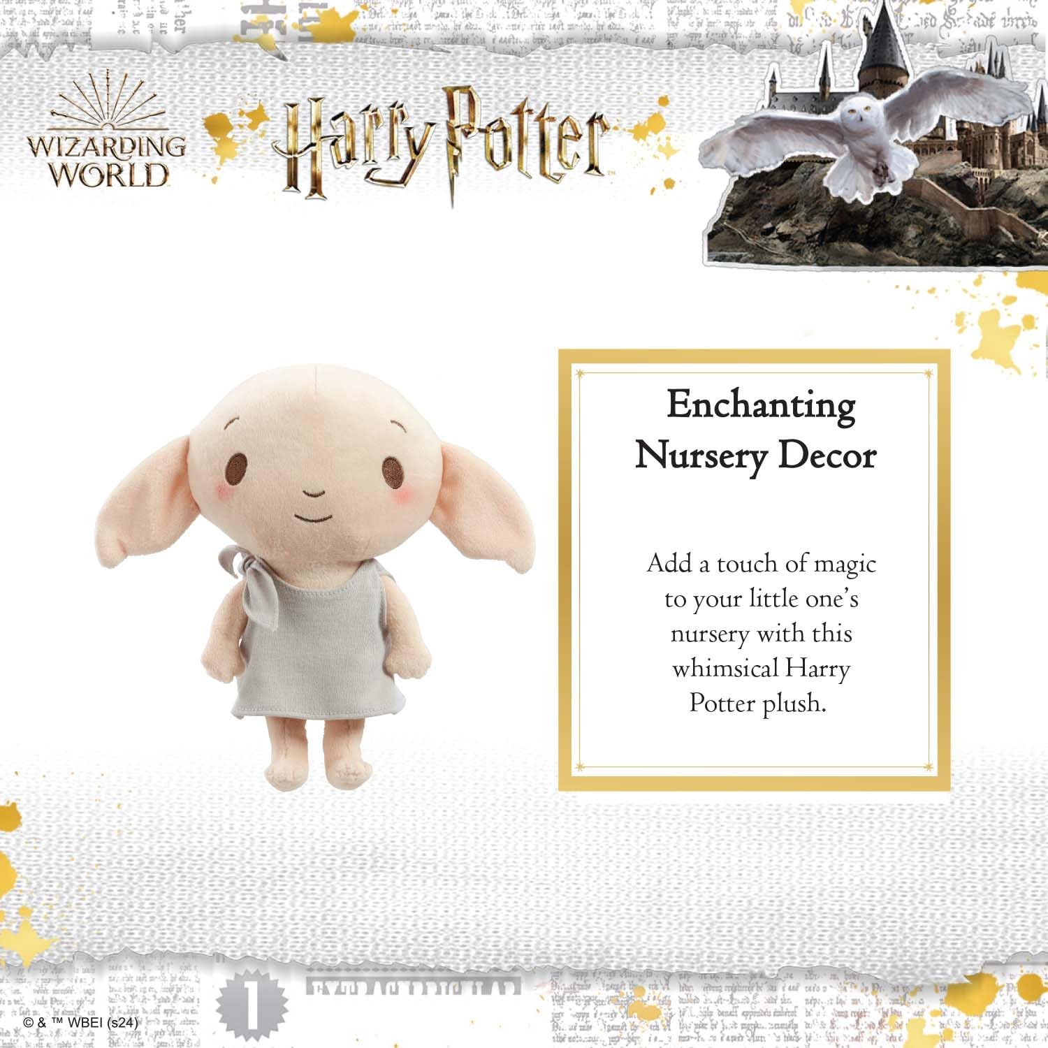 Rainbow Designs Dobby Harry Potter Plush - My First Stars of Hogwarts - Soft Cuddly Dobby the House-Elf Teddy in Pillowcase Outfit - Gentle Naptime Companion Suitable from Birth