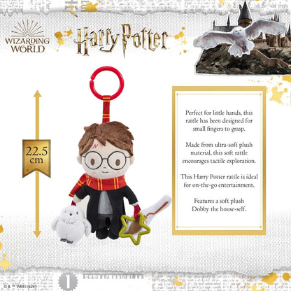 Harry Potter On the Go Activity Toy – Clip-on Pram and Pushchair Newborn Baby Toy with Crinkle Broomstick & Squeaky Owl - Sensory Harry Potter Toy for Babies, Buggy Attachment for Playtime Adventures