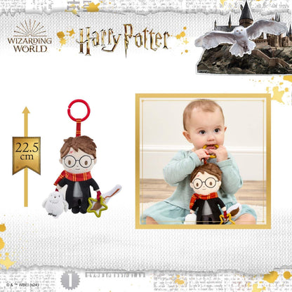 Harry Potter On the Go Activity Toy – Clip-on Pram and Pushchair Newborn Baby Toy with Crinkle Broomstick & Squeaky Owl - Sensory Harry Potter Toy for Babies, Buggy Attachment for Playtime Adventures