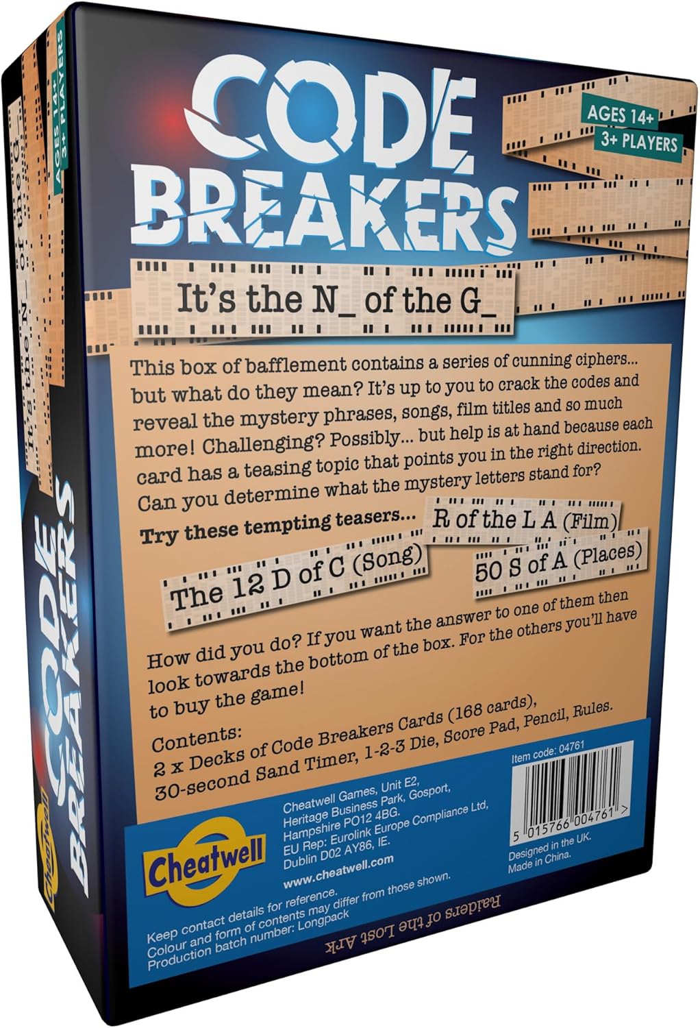Cheatwell Games Code Breakers - Party Word Game - Solve The Puzzle - Crack The Code - Over 500 Ciphers - Ages 14+, 3+ Players - It's the N___ of the G___