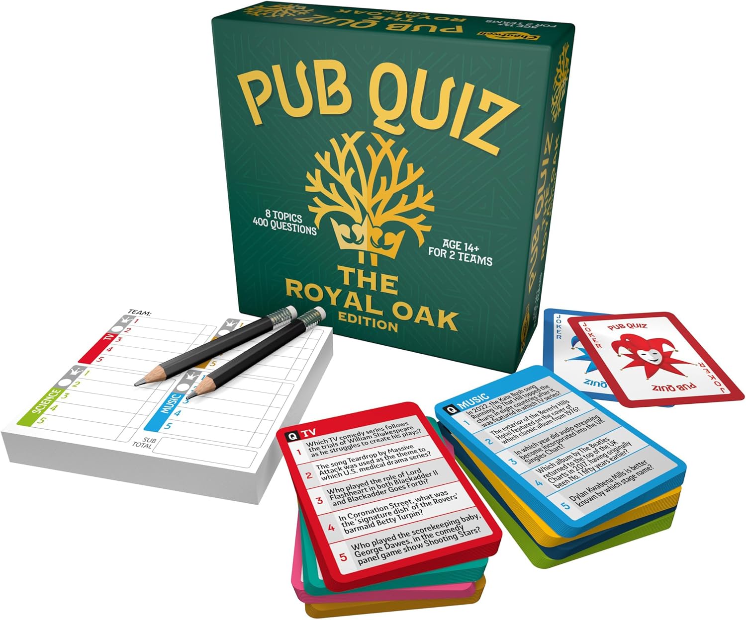 CHEATWELL GAMES The Royal Oak Pub Quiz - 400 Questions - Comes With Answer Pad & Pencils - Ages 14+