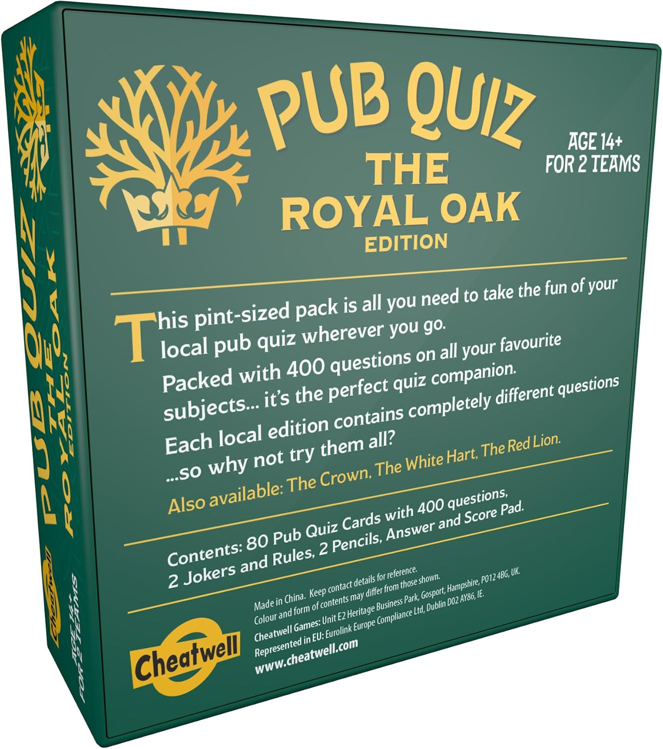 CHEATWELL GAMES The Royal Oak Pub Quiz - 400 Questions - Comes With Answer Pad & Pencils - Ages 14+