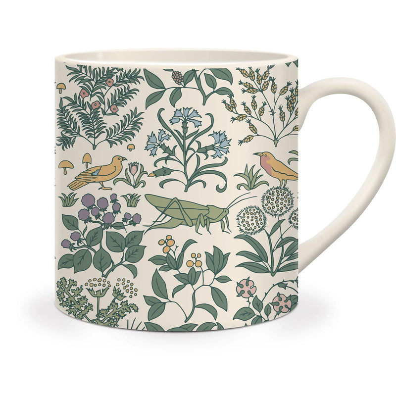 Half Moon Bay Voysey Apothecary Botanical Garden Wildlife - Multicolor 10.5 Ounce (310ml) Ceramic Stoneware Hot/Cold Drinking Mug