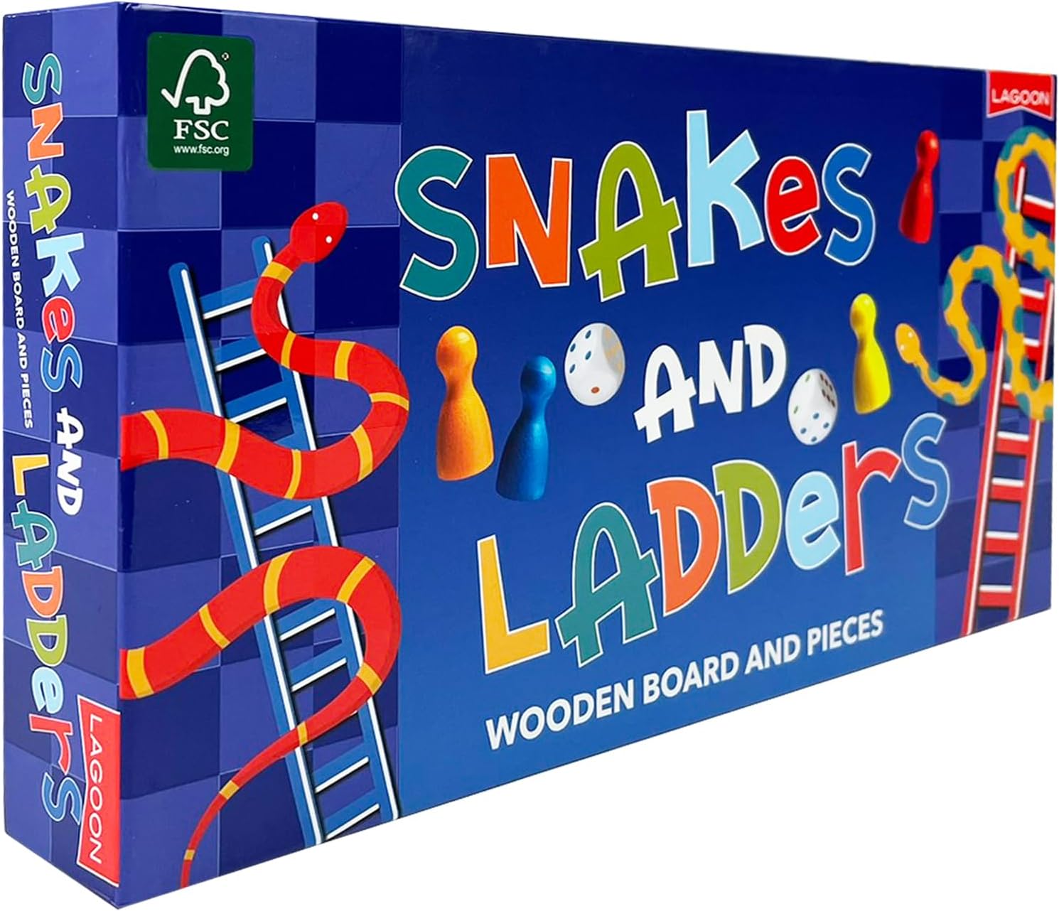 Lagoon Snakes and Ladders Wooden Board Game