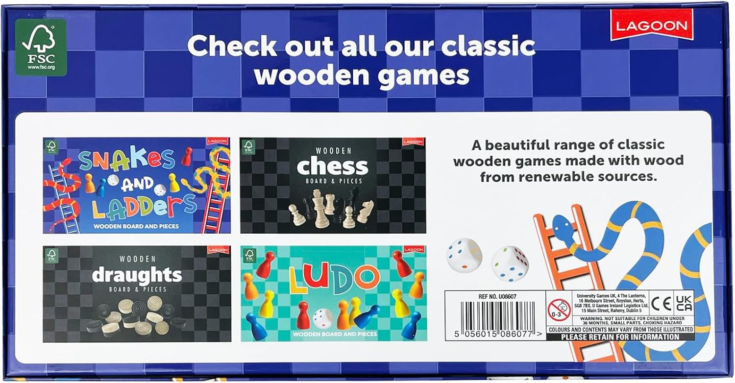 Lagoon Snakes and Ladders Wooden Board Game