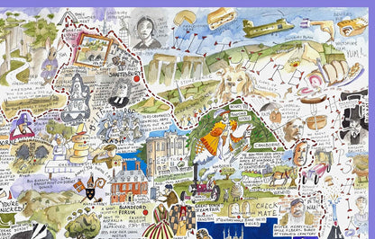 Comical Map Of Dorset, Artwork By Tim Bulmer - 1000 Piece Puzzle For Adults, Large Puzzle 66cm X 50cm In Size. Challenging To Complete But Fun And Humorous