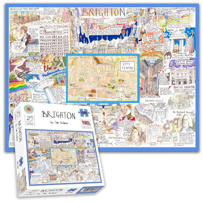 Comical Map Of Brighton, Artwork By Tim Bulmer - 1000 Piece Puzzle For Adults, Large Puzzle 66cm X 50cm In Size. Challenging To Complete But Fun And Humorous