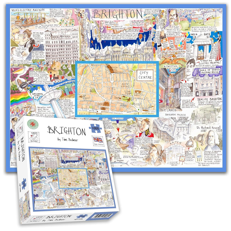 Comical Map Of Brighton, Artwork By Tim Bulmer - 1000 Piece Puzzle For Adults, Large Puzzle 66cm X 50cm In Size. Challenging To Complete But Fun And Humorous