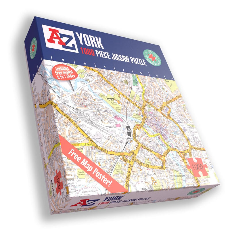 A to Z Map of York Jigsaw Puzzle For Adults - 1000 Piece Jigsaw Puzzle Gift - Map jigsaw Puzzles, Map Gift