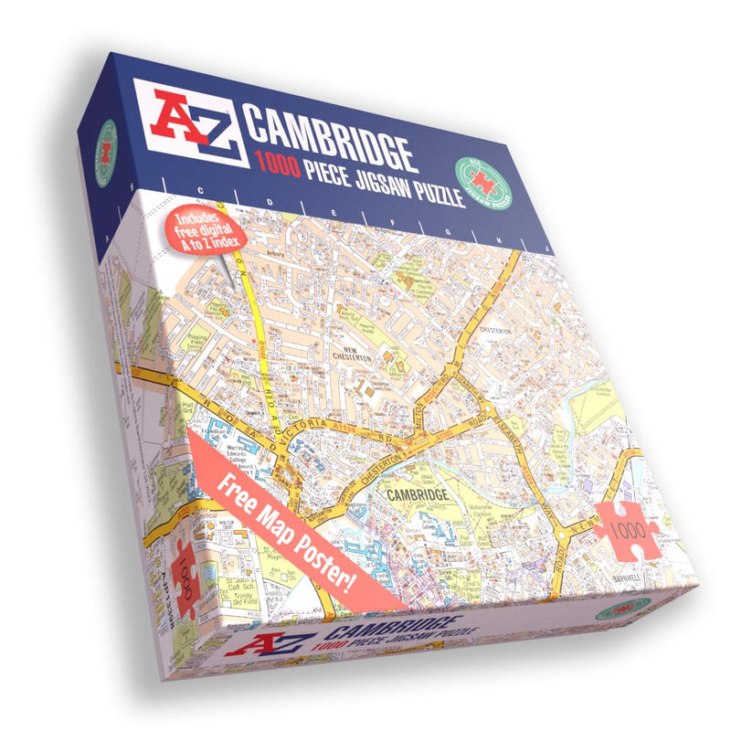A to Z Map of Cambridge Jigsaw Puzzle For Adults - 1000 Piece Jigsaw Puzzle Gift - Map jigsaw Puzzles, Map Gift