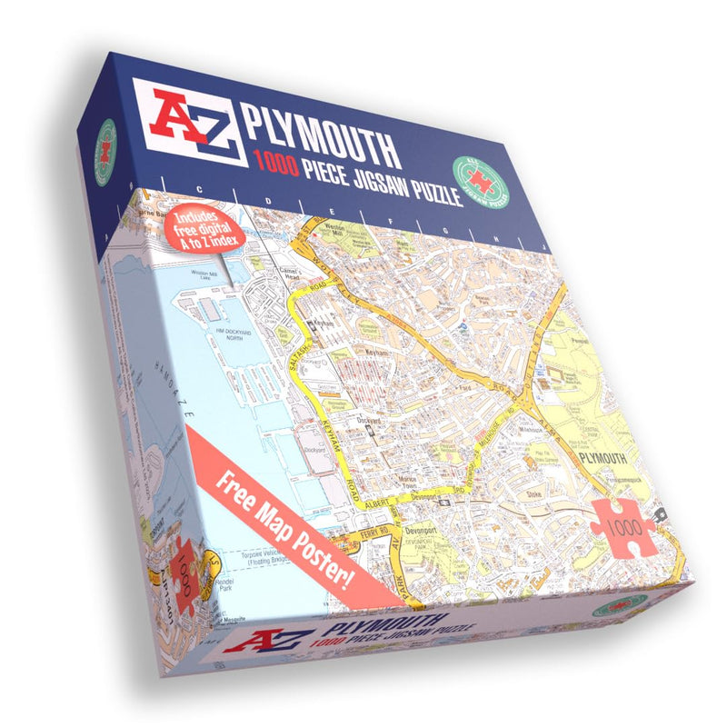 A to Z Map of Plymouth Jigsaw Puzzle For Adults - 1000 Piece Jigsaw Puzzle Gift - Map jigsaw Puzzles, Map Gift
