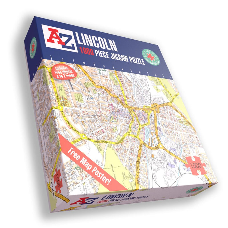 A to Z Map of Lincoln Jigsaw Puzzle For Adults - 1000 Piece Jigsaw Puzzle Gift - Map jigsaw Puzzles, Map Gift