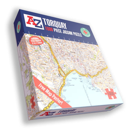 A to Z Map of Torquay Jigsaw Puzzle For Adults - 1000 Piece Jigsaw Puzzle Gift - Map jigsaw Puzzles, Map Gift