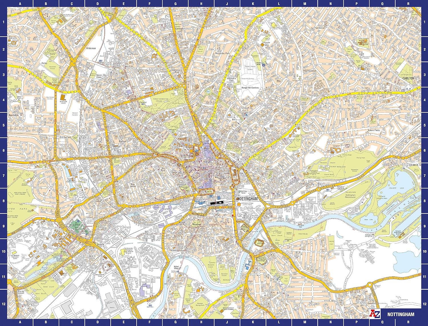 A to Z Map of Nottingham Jigsaw Puzzle For Adults - 1000 Piece Jigsaw Puzzle Gift - Map jigsaw Puzzles, Map Gift